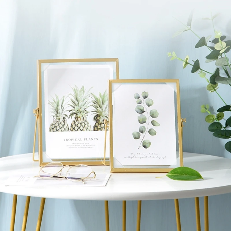 

Metal Glass Picture Frames Tabletop Floating Frame Simple Vertical Photo Display Frames Home Decorations for Office Homes Studio