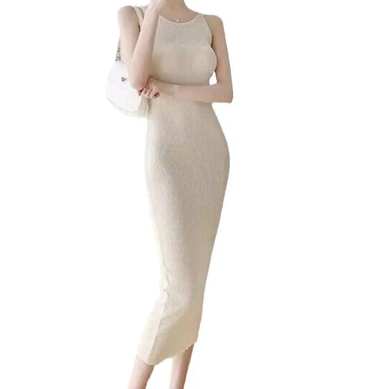 2024 вязаное платье весна-лето новое длинное корейское стильное элегантное