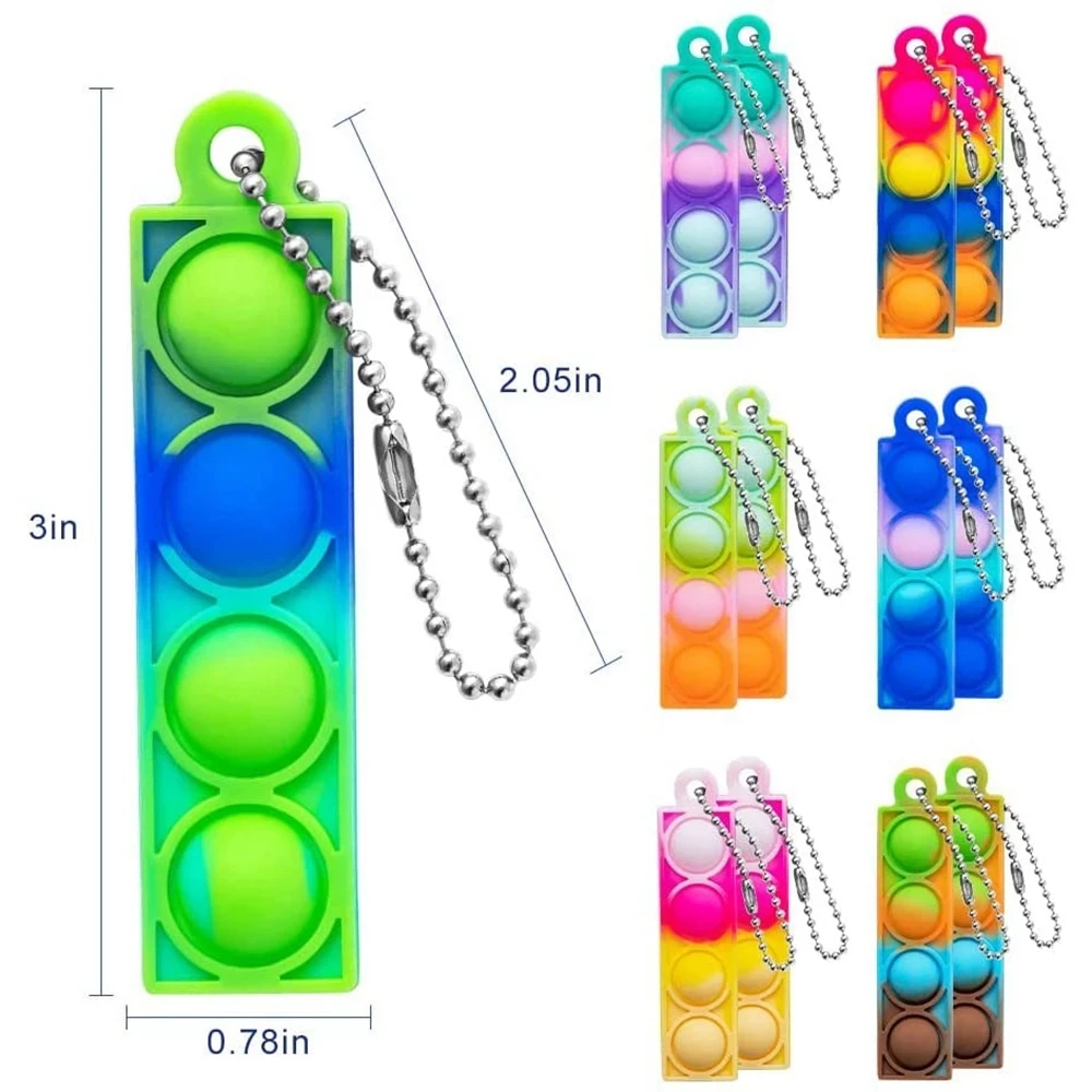 

12/30/48 Pcs Mini Push Bubble Fidget Toys Pack Keychain Wrap Bulk Toy Relieve Anxiety Stress for Kids Adult Party Favor