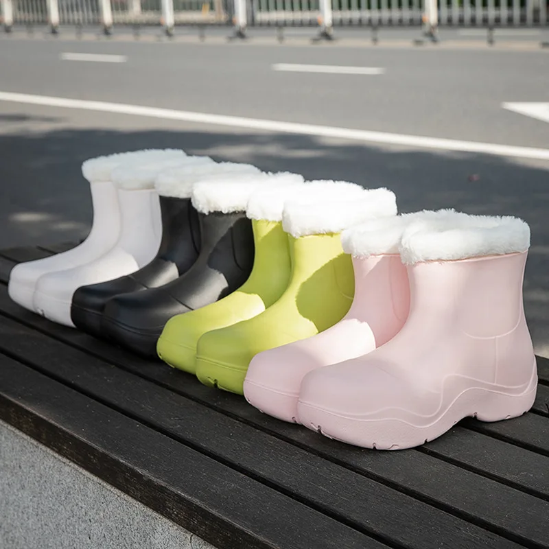 2022 Ankle Rain Boots Women Summer New Candy Color Waterproof Non-slip Rain Shoes Thick Bottom Warm Water Boots