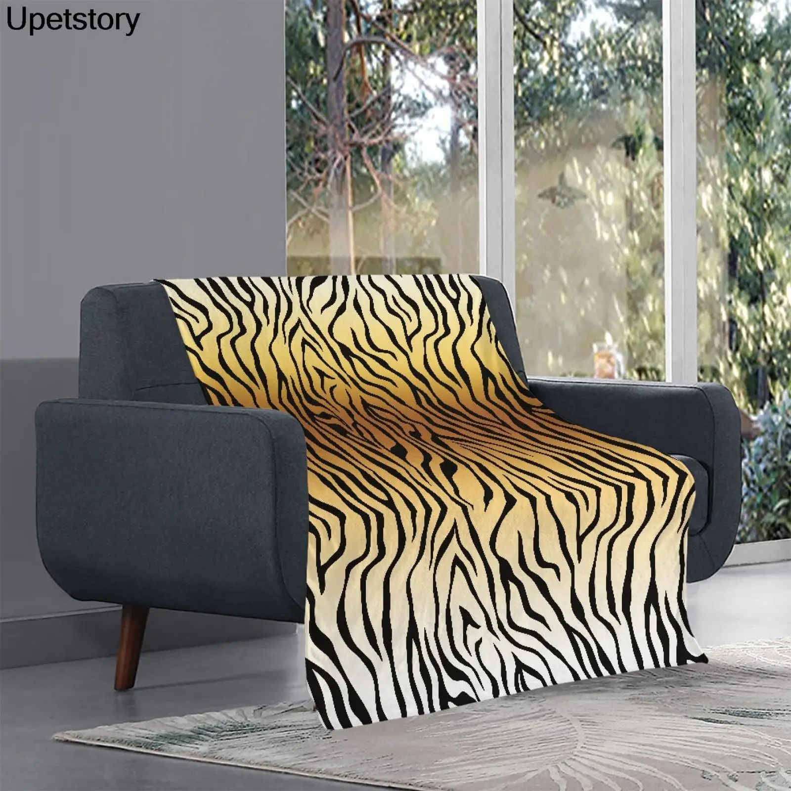 

Upetstory теплое одеяло с градиентной леопардовой текстурой для спальни, уютное домашнее плюшевое одеяло, одеяло для детской кроватки