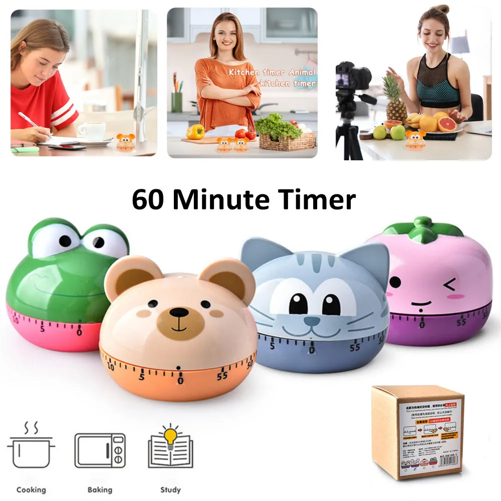 Купи Kitchen Timer Digital Cooking Reminder Cartoon Animal Vegetable Shape 60 Minute Timer Countdown Clock Baking Helper Gadgets Tool за 19 рублей в магазине AliExpress