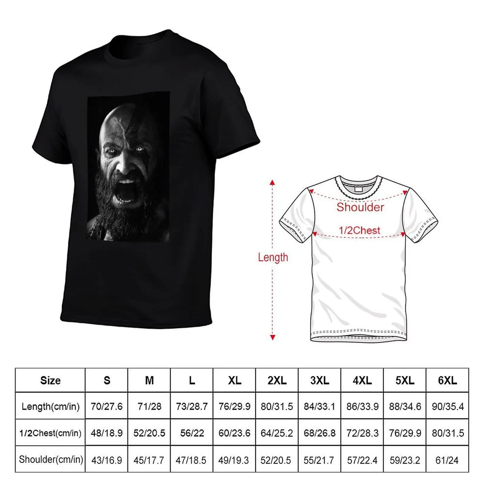 Kratos - черно-белая футболка свободного кроя с короткими рукавами больших размеров (art.: 3920dbdf3bca6) - 3920dbdf3bca6