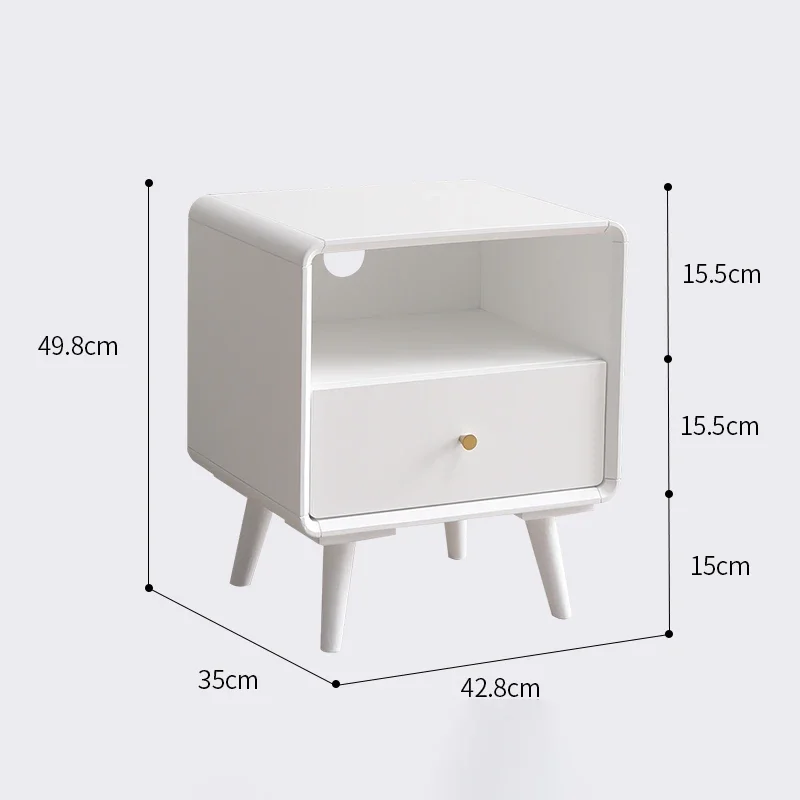 Деревянные белые прикроватные тумбочки Уникальные ящики Узкая прикроватная