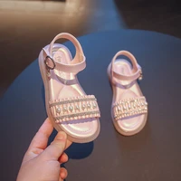 summer ruffles pearl baby girls sandals pink soft sandals for kids toddler high quality non slip children princess beach shoes