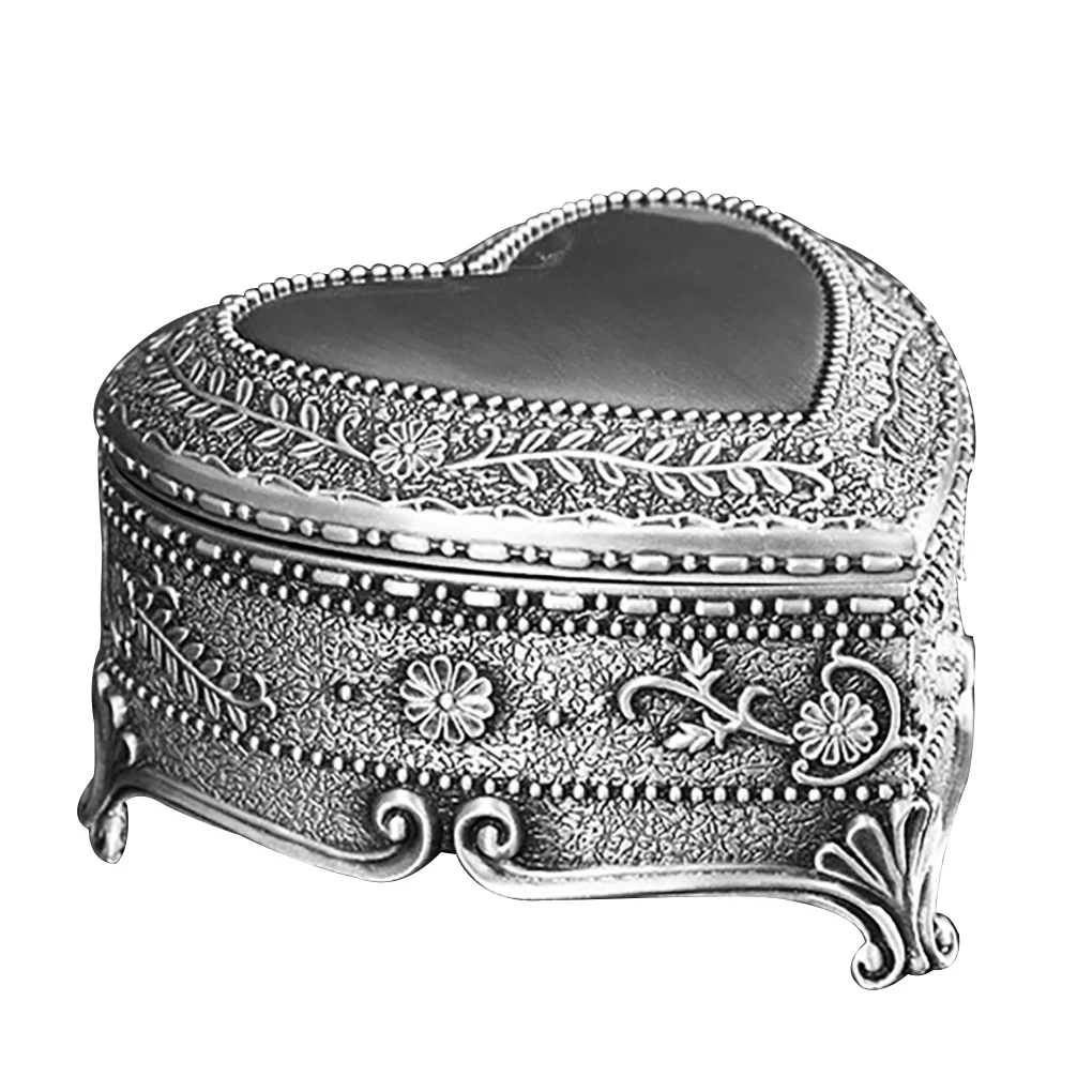 

Шкатулка для ювелирных изделий, винтажное металлическое кольцо, ожерелье, искусственное украшение в форме сердца, подарок для девушек и женщин