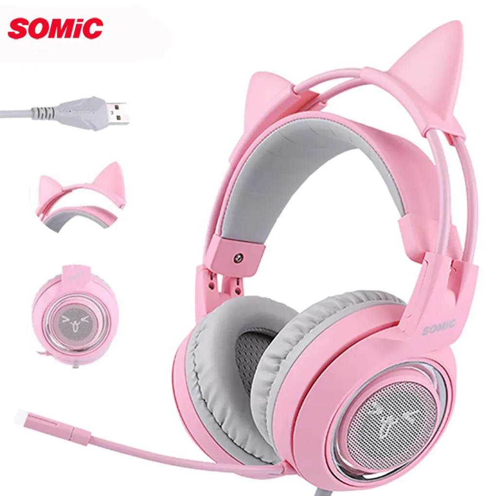 

Somic Wired Headphone Laptop 3.5mm Gaming Microphone Earphone Omnidirectional Line Control Noise Reduction Headset