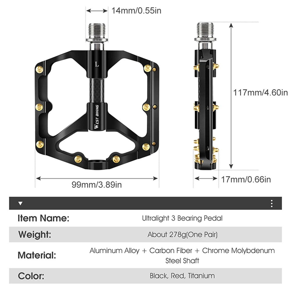 Велосипедная педаль WEST BIKING MTB 3 подшипника расширенные велосипедные педали из