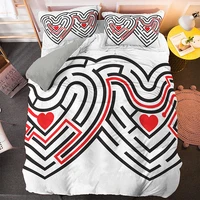 Love Duvet Cover Set Heart Shaped Pattern Romantic Theme Comforter Cover with Pillowcases for Girls Women King Queen Full Size