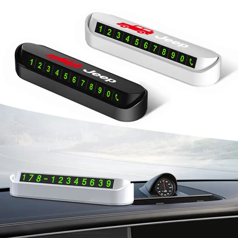 

Temporary parking card car license plate phone number card hidden switch For JEEP Wrangler Cherokee Compass Renegade JK JL TJ CJ