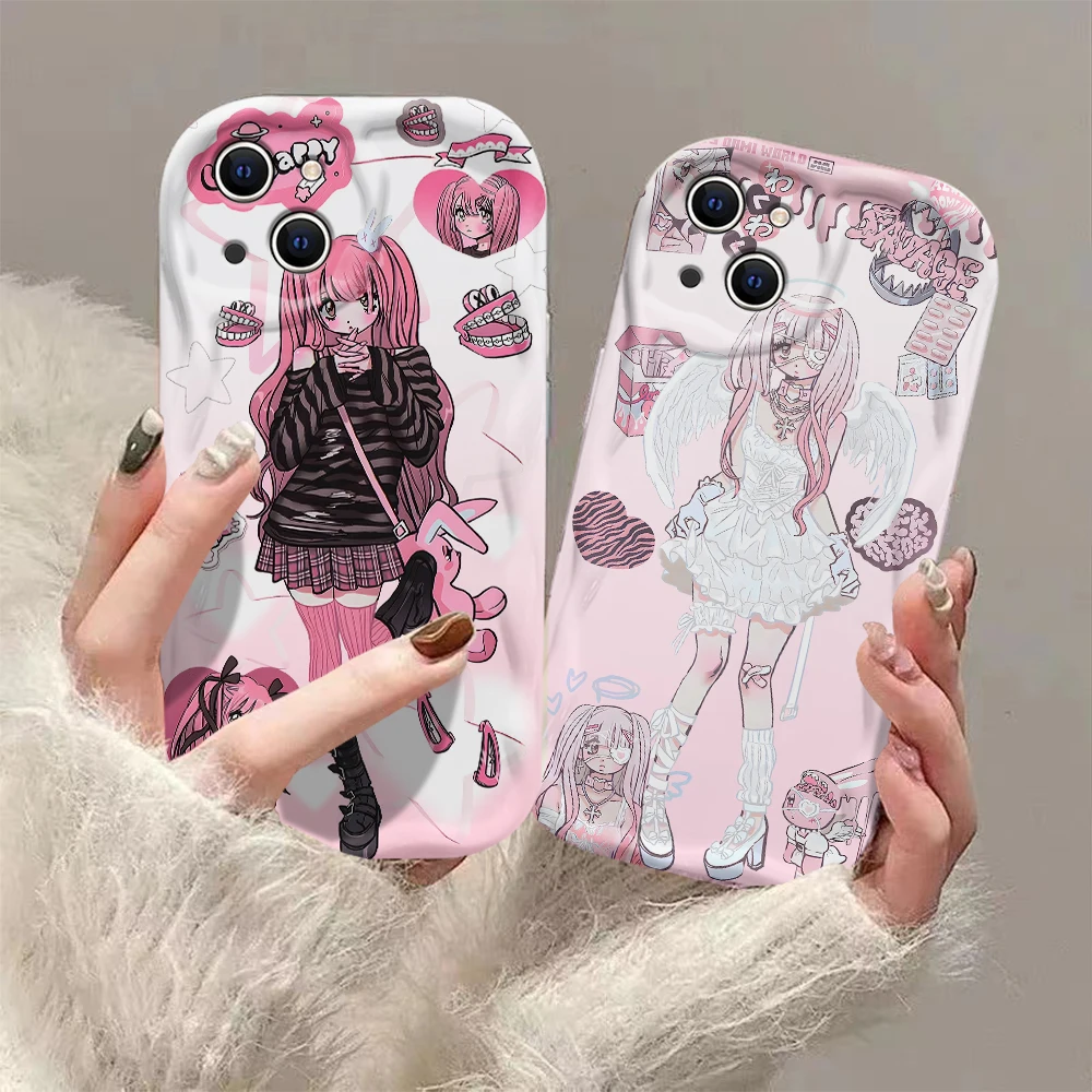 Аниме Звездная девушка Kawaii Angel 3D Wave чехол для OPPO A98 A94 A93 A92 A79 A78 A76 A58 A57 A55 A38 A33 A17 A16 A15