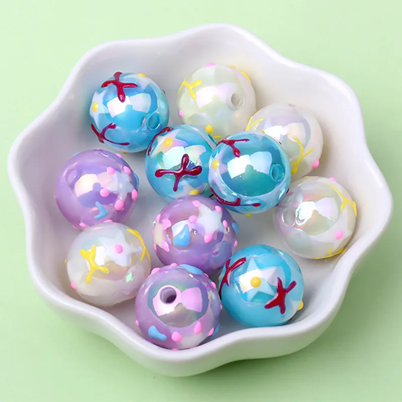 

Новинка 5 шт. 16 мм Разноцветные масляные бусины ручной росписи имитация жемчуга бриллианты