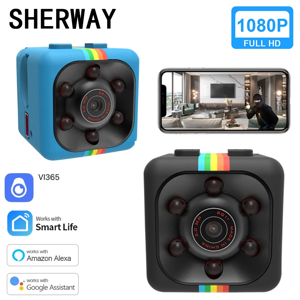 

SHERWAY SQ11 Wi-Fi мини-камера Full 1080P HD беспроводная домашняя Wi-Fi камера инфракрасное ночное видение маленький Интеллектуальный видеорегистратор д...