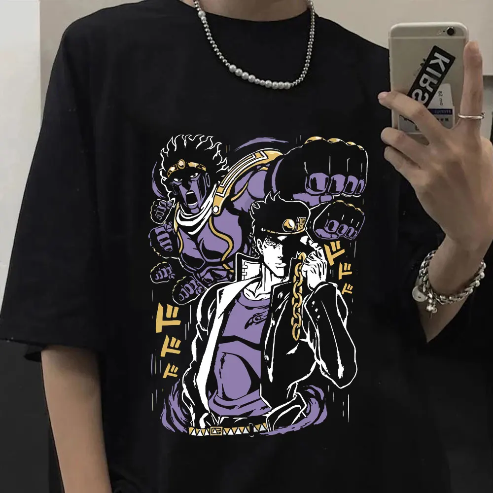 

Japanese Anime Jojo Bizarre Adventure T Shirt Jotaro Star Platinum Manga Graphic T-shirts Men Women Fashion Loose Casual Tees