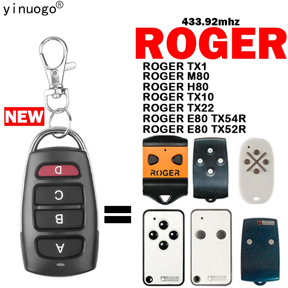 

Newest ROGER H80 TX22 Remote Control Garage Door Opener ROGER E80 TX54R TX52R Remote Control Garage Door Command 433.92Mhz