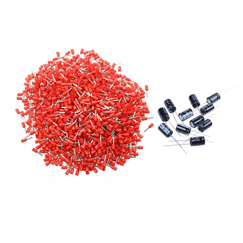 

30 шт., Радиальные электролитические конденсаторы 105 °C, черные, 10 шт., 220 мкФ, 35 в, 8 х12 мм и 20 шт., 1000 мкФ, 25 в, 10 х17 мм