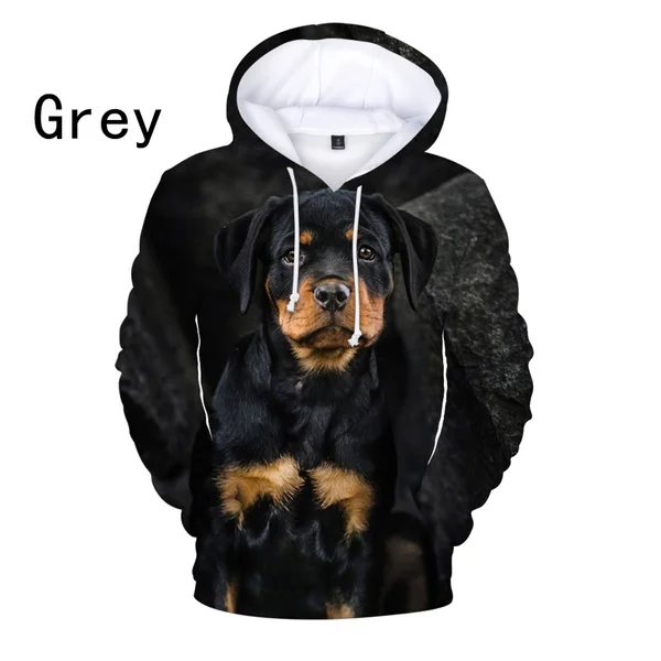 Fashion Cute Rottweiler Dog 3D Hoodies Hip Hop Long Sleeve Loose Sweatshirt Pullovers Tops