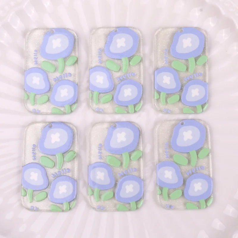 

Новый стиль 50 шт./лот цветные цветы Рисунок Геометрия Прямоугольная форма акриловые бусины «сделай сам» ювелирные изделия серьги аксессуар...