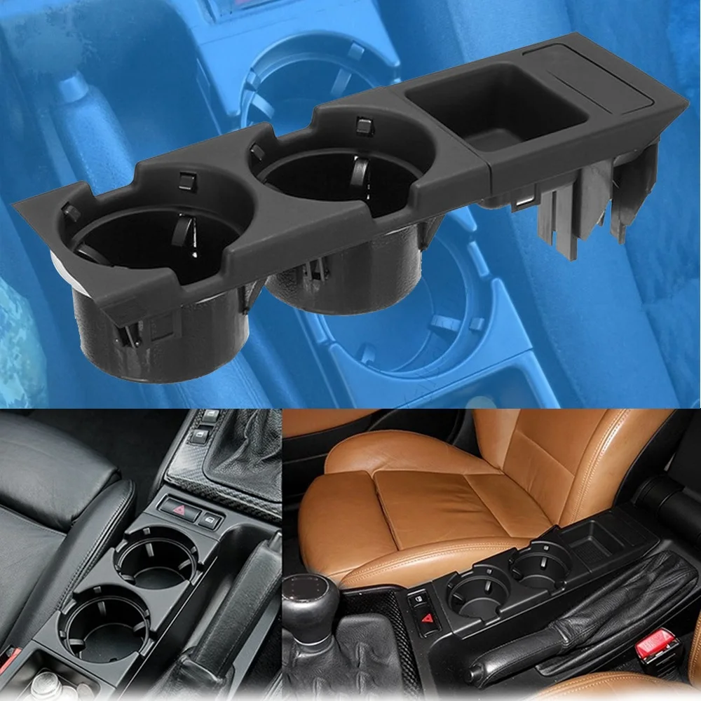 

New Double Hole Car styling Front Center Console Storage Box Coin + Cup Holder for BMW E46 3SERIES 1999-2006 51168217957