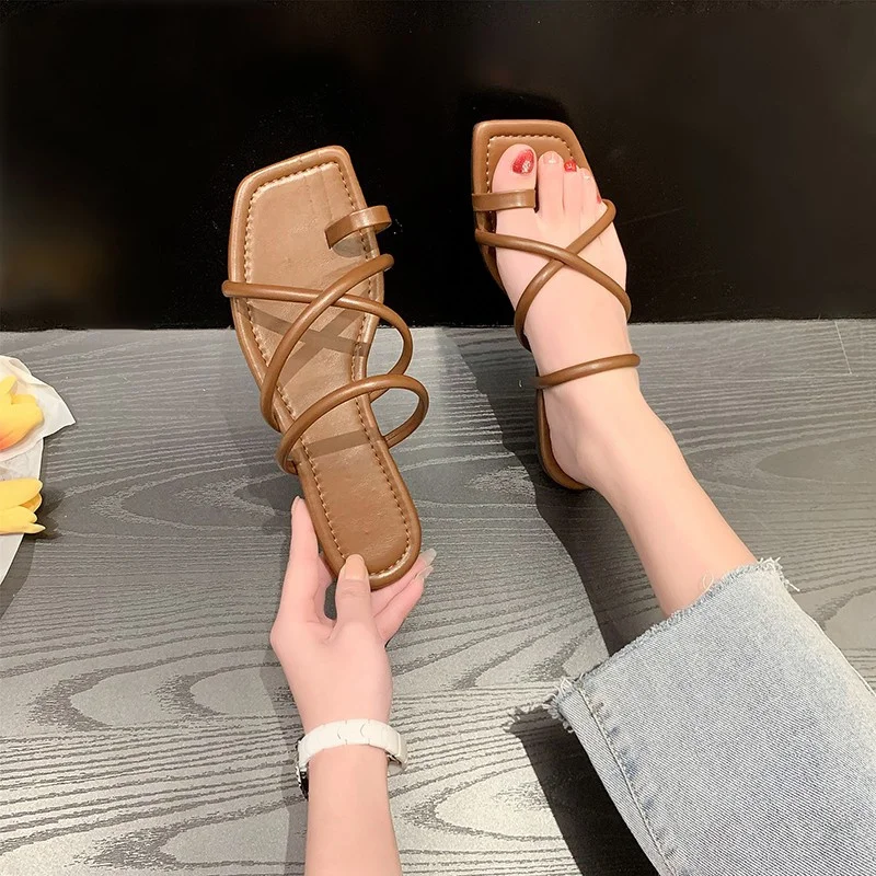 Platform Shoes Women's Slippers Flat Heel Platform Slippers Fashion Solid Color Beaded High Heels Women's Flip Flop Casual