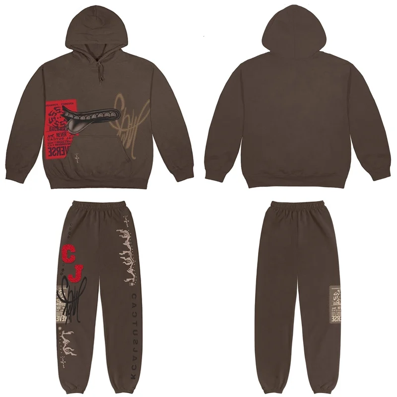 

Travis Scott Cactus Jack Printed Men's And Women's Set Pants Hoodie Sweatsuit