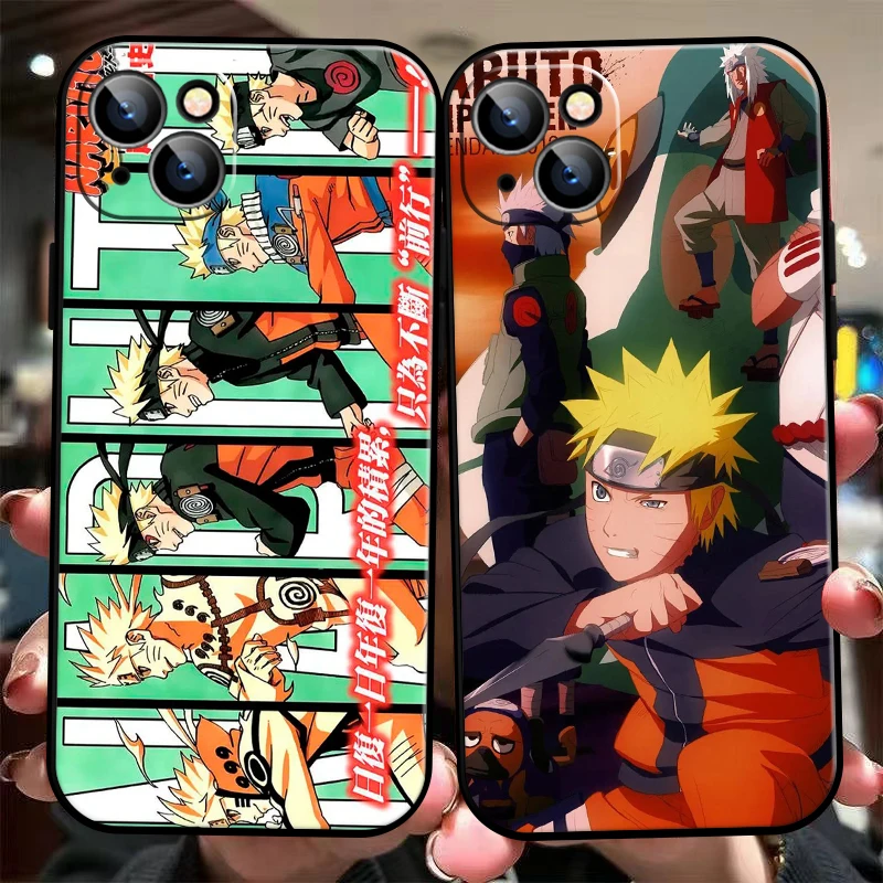 

Japan NARUTO Anime Phone Case For Funda iPhone 11 12 13 Pro Max 12 13 Mini X XR XS Max SE 2020 6 7 8 Plus Liquid Silicon