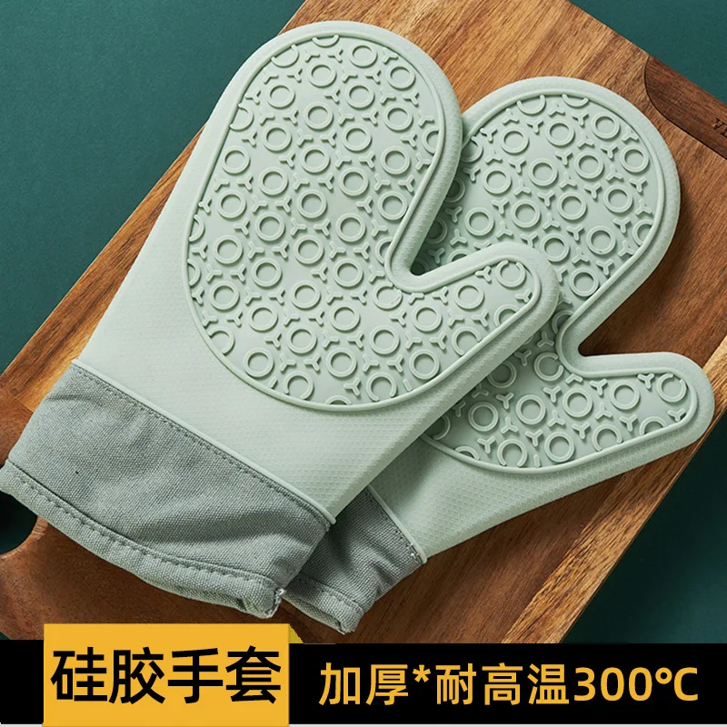 

Перчатки кухонные с теплоизоляцией, Нескользящие митенки из силикона для микроволновой печи, устойчивые к высоким температурам, для выпечки