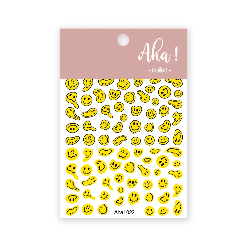 3D желтая улыбка Nlail искусство рандости для ногтей смайлик Маникюр японский