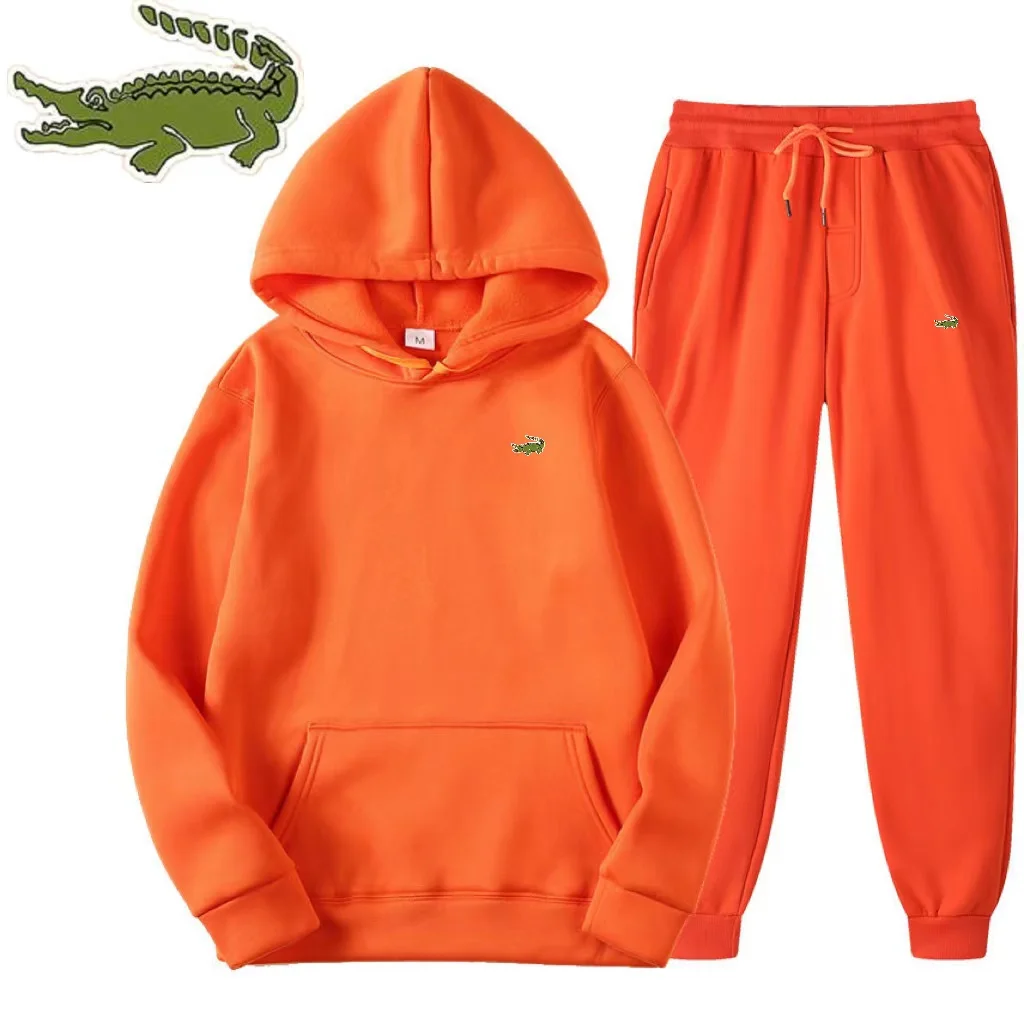 

Embroidered Cartelo High quality Men's Women's Suit Fashion Casual Sportswear Two piece Hoodie Pullover Sweatshirt Jogging Set