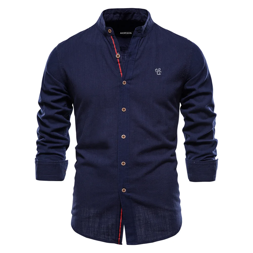Autumn Shirt Men Solid Color High Quality Long Sleeve Cotton White Shirt for Men Lapel Casual Social Men's Shirts New
