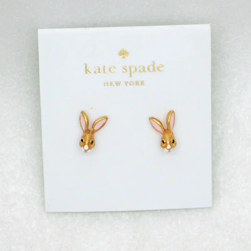 

Нью-Йорк Jewelry18K позолоченный Кролик Эмаль серьги-гвоздики в форме кроликов NWT