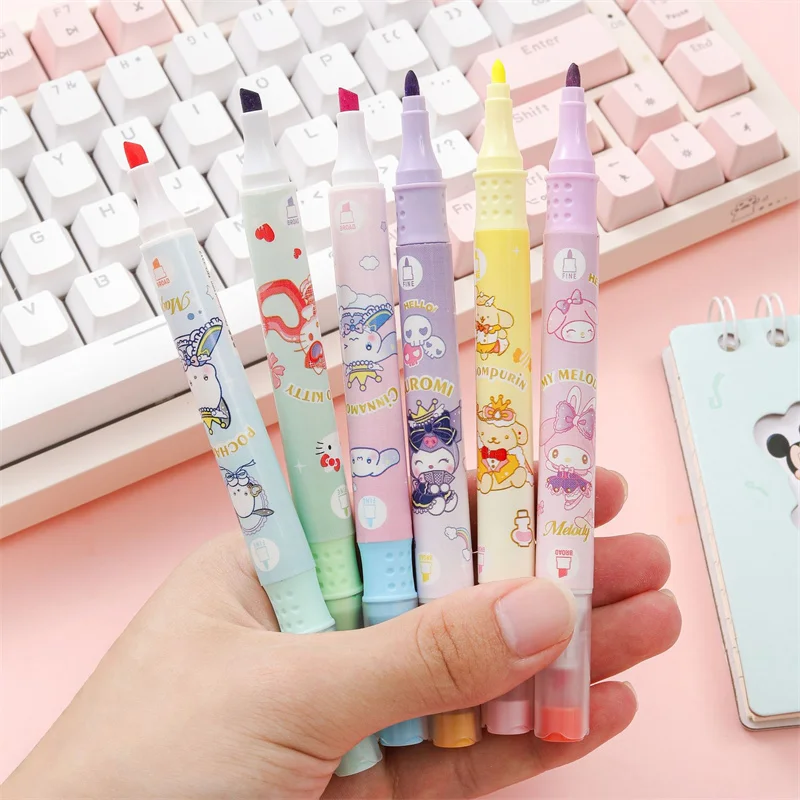 36 шт./партия флуоресцентные маркеры Sanrio Melody Cinnamoroll 6 цветов