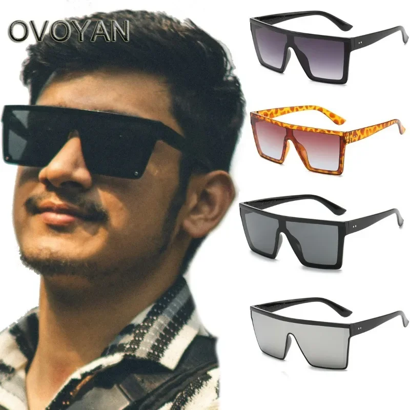 OVOYAN квадратные солнцезащитные очки в большой оправе мужские модные простые 2024