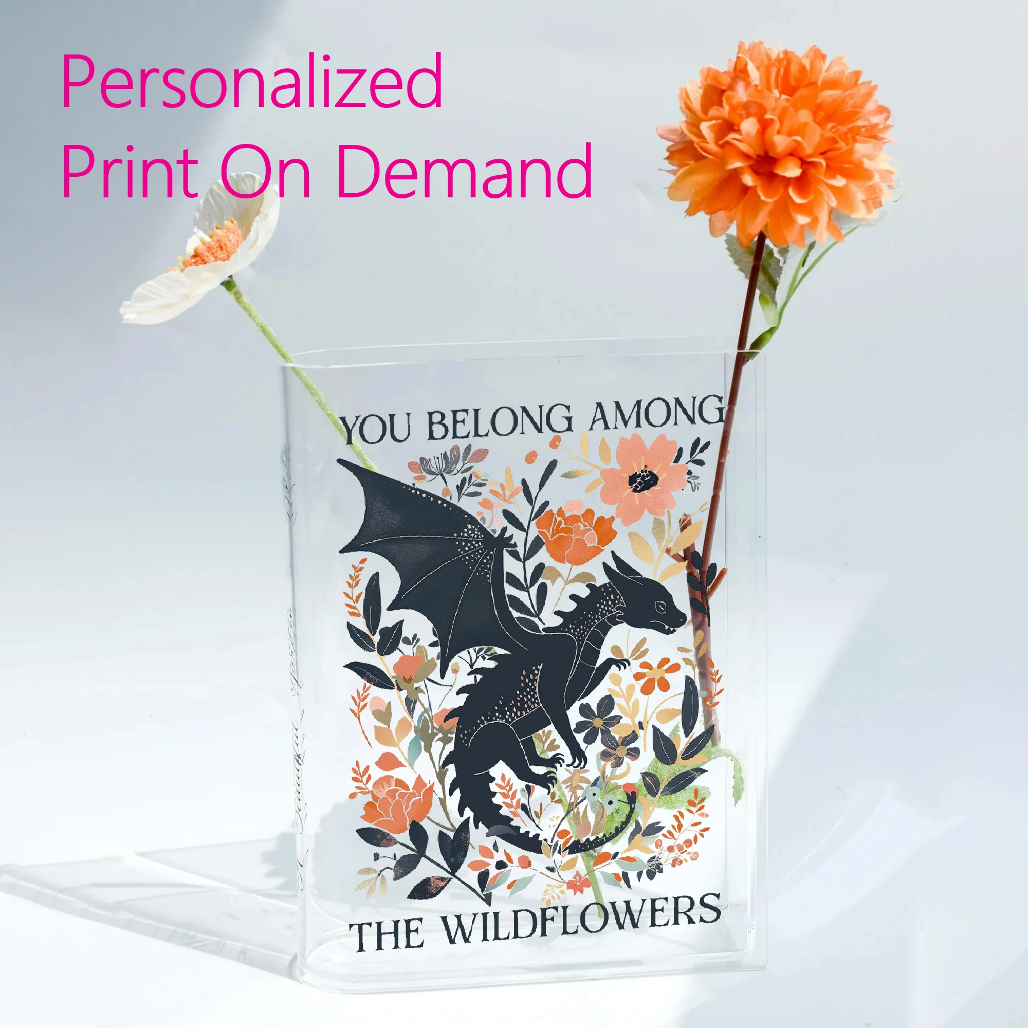 Ваза для цветов в форме книги прозрачная акриловая ваза книг драконов