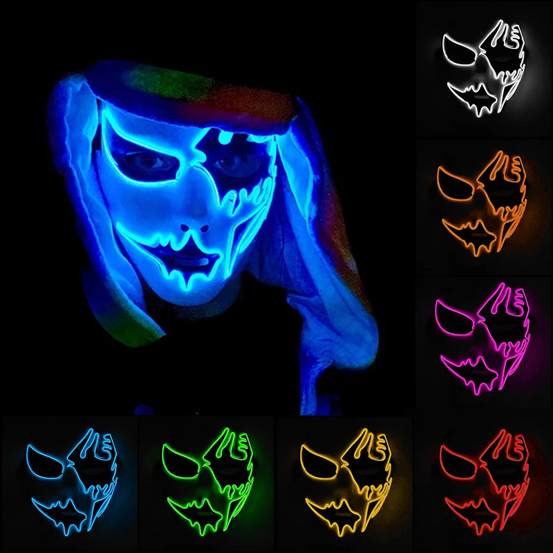 

Halloween Scary LED Party Mask Neon Light Costume Mask Wire Face Glow Maske Festival Carnival Mask Halloween Decoration