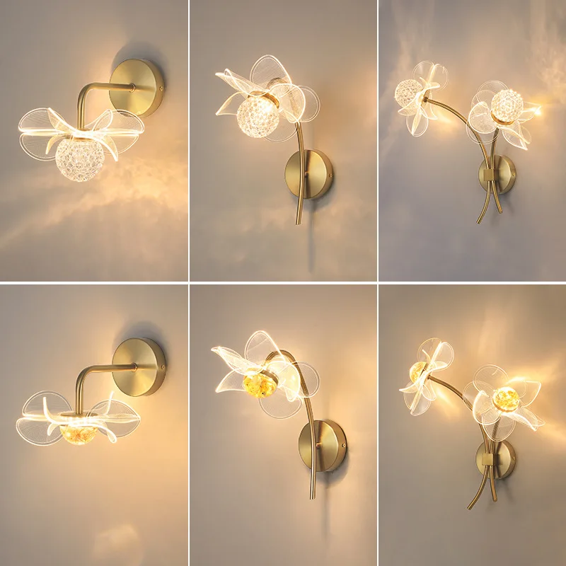 

Nordic Crystal LED Wall Lamp Living Room Bedroom Background Wall Light Corridor Aisle Attic Bedside Lamps Home Modern Fixture
