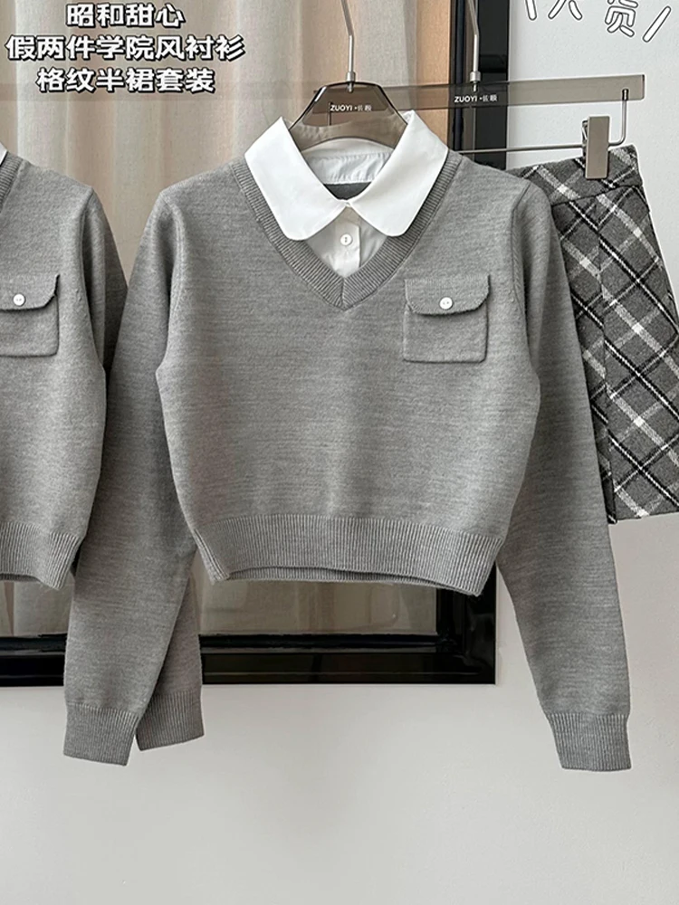 Зимняя женская корейская одежда Shoujo Preppy 2000-х годов комплект из 2 предметов