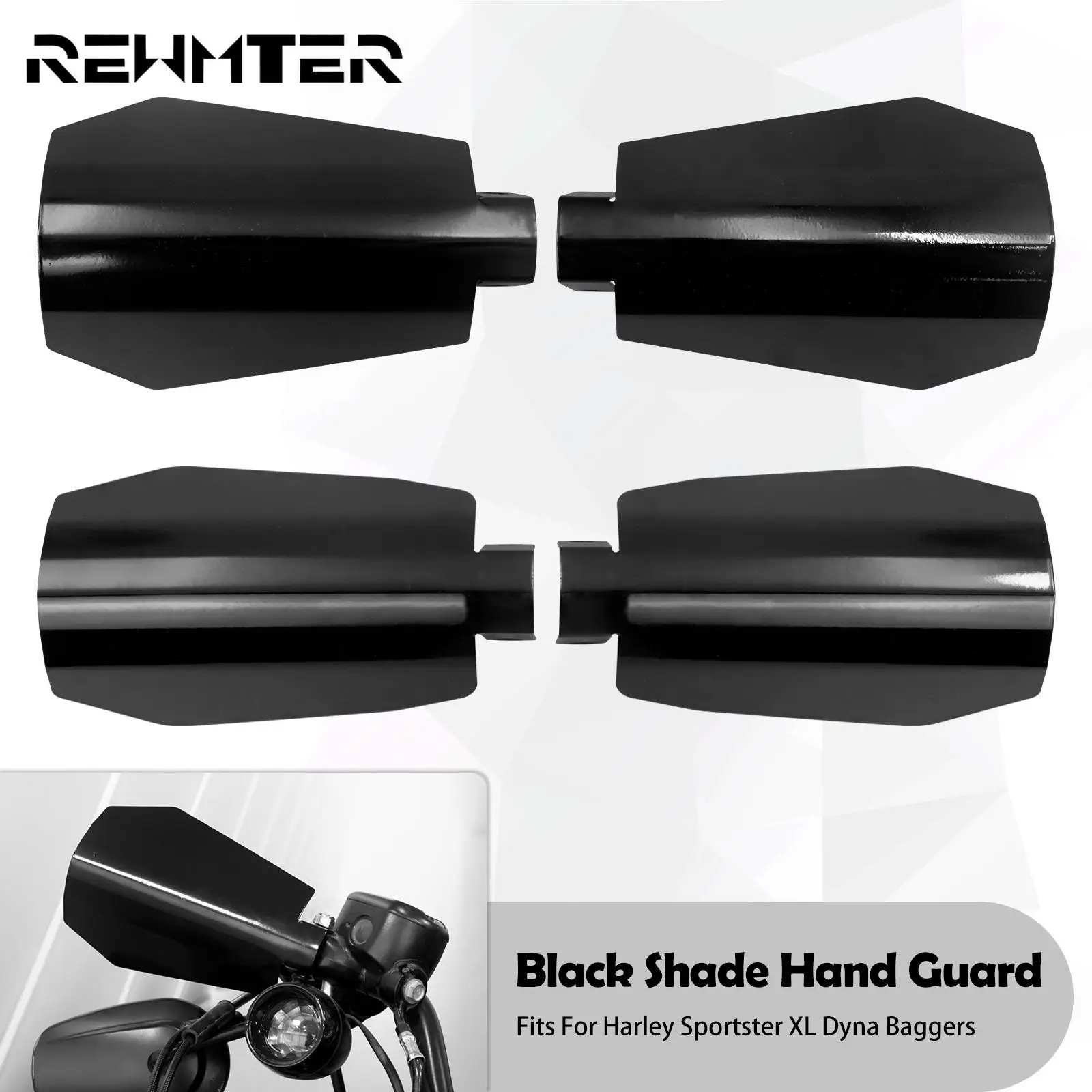 

2xMotorcycle Gloss Black Handguard Protector Cover Shade Hand Guard For Harley Sportster XL 883 1200 Dyna FXDB FXDL FXRS Baggers