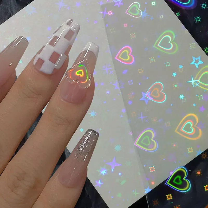 

2022NEW 3D Nail Stickers Heart Love Self-Adhesive Slider Valentines's Day Sticker Nail Art Decorations Stars Decal Manicure