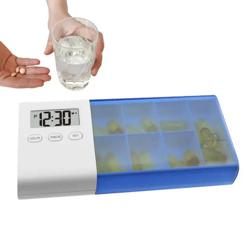 

Pill Holder USB Timed Weekly Pill Box Pill Box Organizer Dustproof 7 Compartments Scintillation Vibration Alarm Warning LCD
