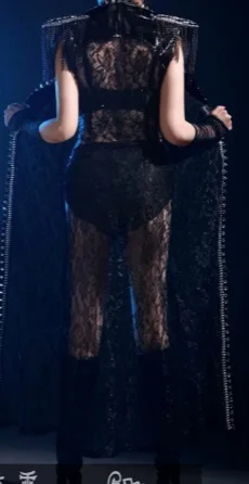 

Nightclub bar hot black coat female singer gogo performance DJ guest dancer performance sexy clothes