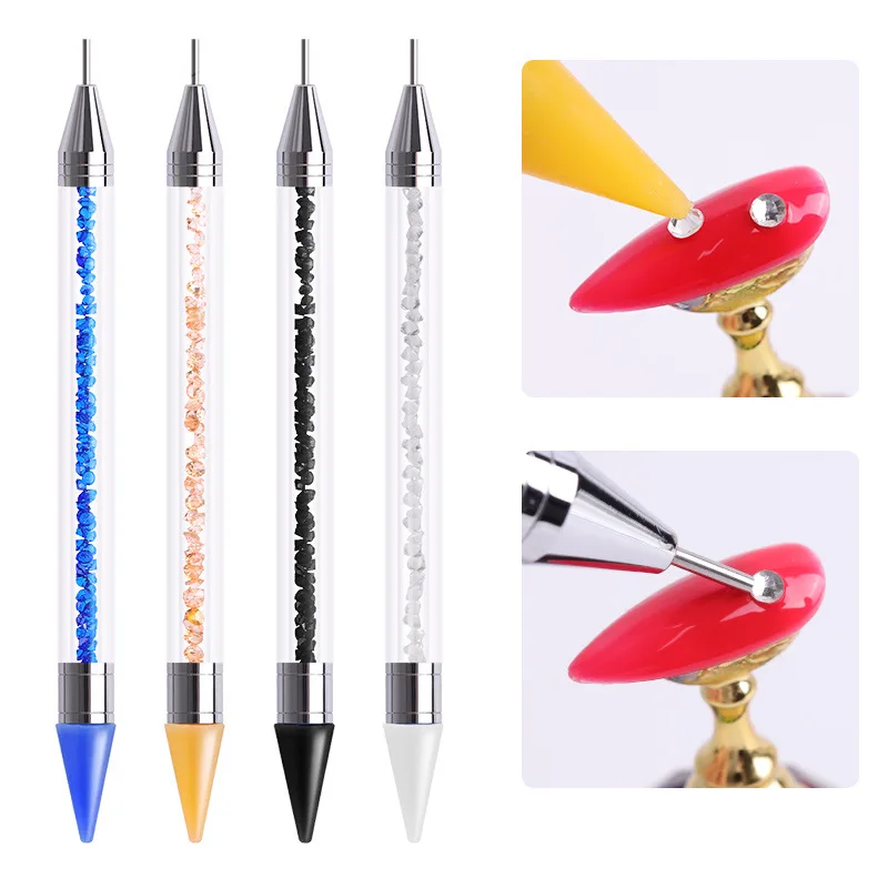 

1PCS Dual-ended Dotting Pen Crystal Beads Handle Tiny Rhinestone Studs Picker Wax Pencil Manicure Nail Art Salon DIY Pens