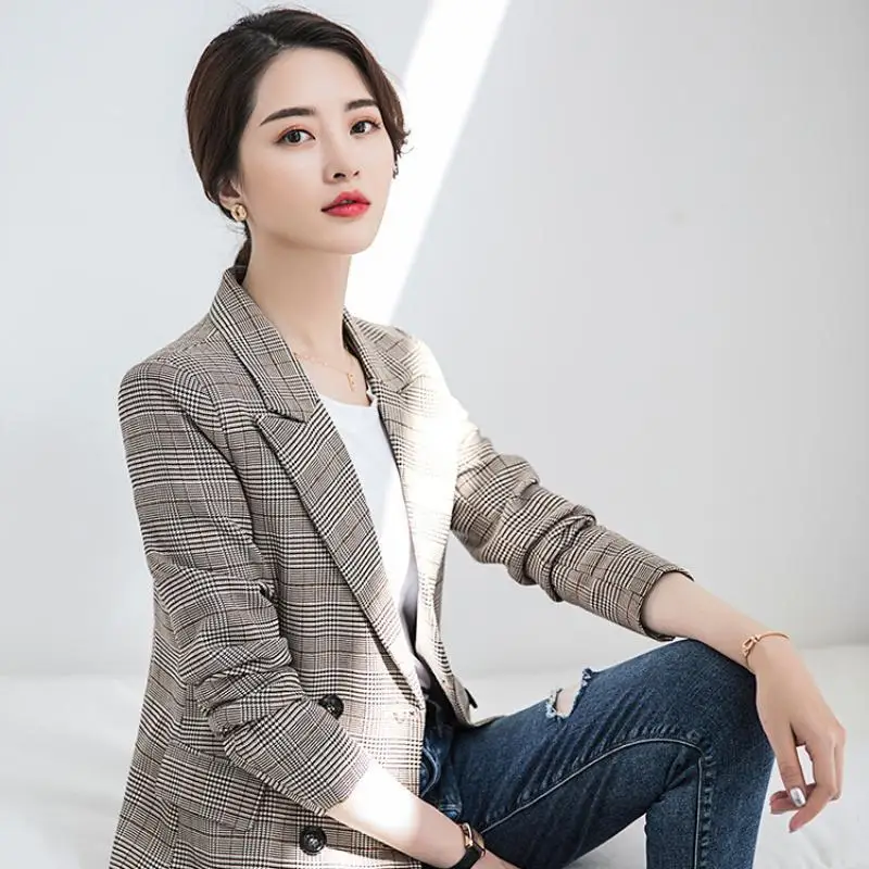 New 2023 Korean Fashion Loose Blazer Women Temperament Professional Slim Elegant Long Sleeve Outerwear Chic Tops Office Clothing