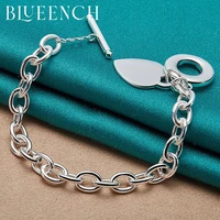 blueench 925 sterling silver heart peach pendant ot buckle bracelet for women dating engagement temperament fashion jewelry