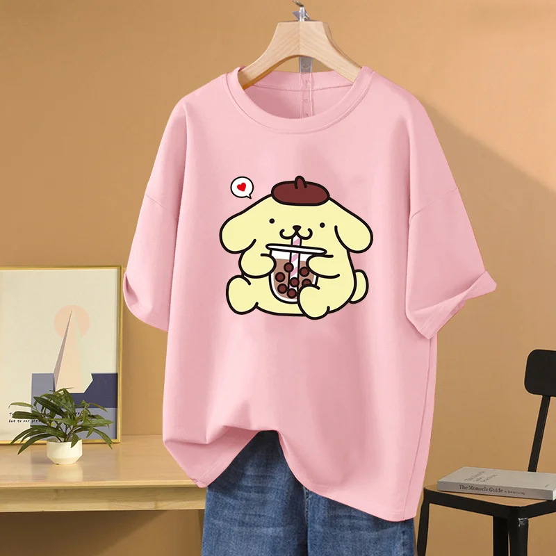 Футболка Sanrio Kawaii Purin с принтом Повседневная Спортивная уличная Harajuku для пары