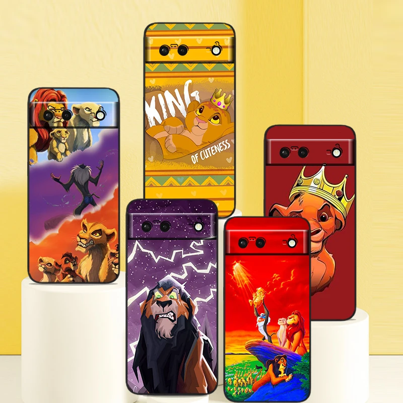 

Phone Case For Google Pixel 7 6 Pro 6A 5A 5 4 4A XL 5G Black Shell Soft Cover The Lion King Disney Fundas Coque Capa