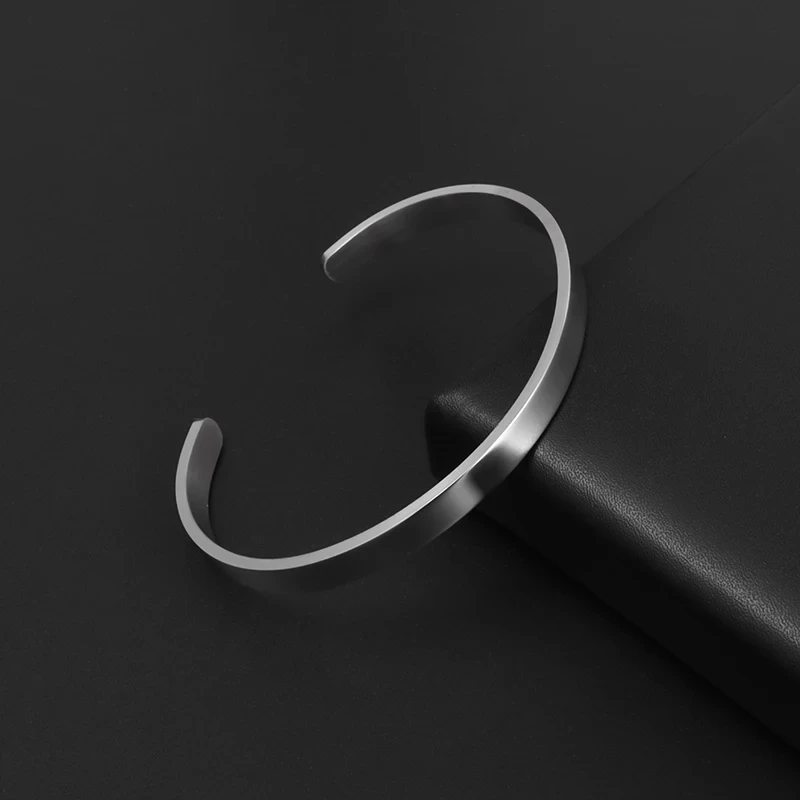 Высокое качество титановая сталь полированная форма C 6 мм открытый браслет