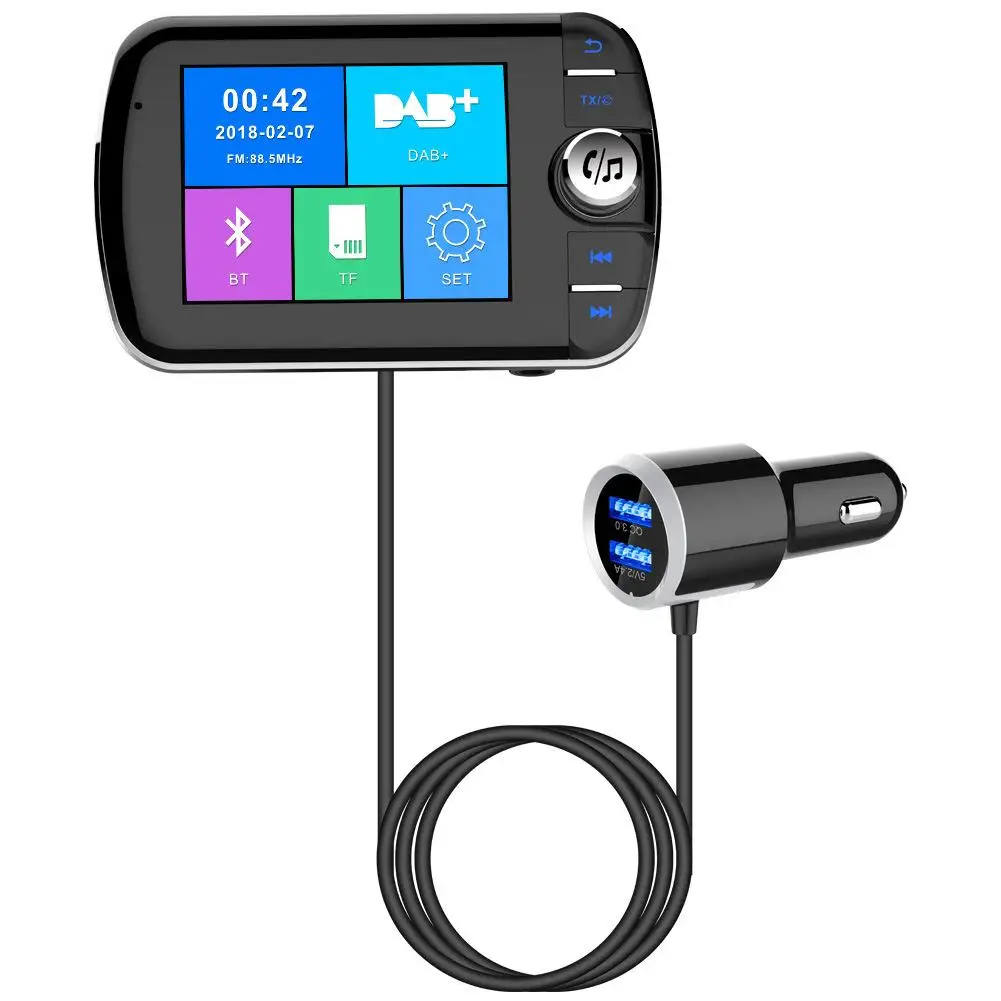 

2.8-inch Car Bluetooth-compatible DAB Digital Radio Broadcast Color Screen Receiver Hands-free Fm Transmitter Aux Adapter