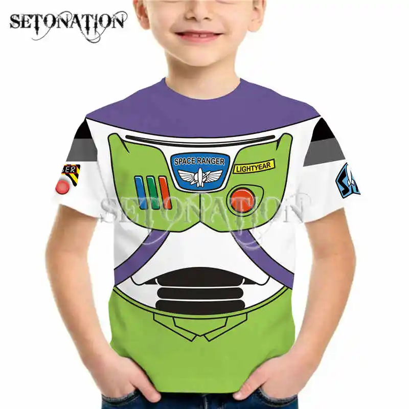 

Детская футболка Kawaii Buzz Lightyear с мультяшным 3D-принтом для мальчиков, футболка с круглым вырезом и рукавами, детская одежда, повседневные топы на день рождения