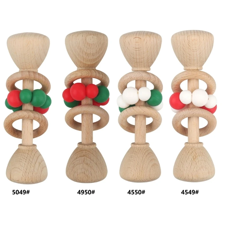 

Wooden Baby Grip Toy for Infant Play Rattle Activity Xmas-Theme Newborn Gift